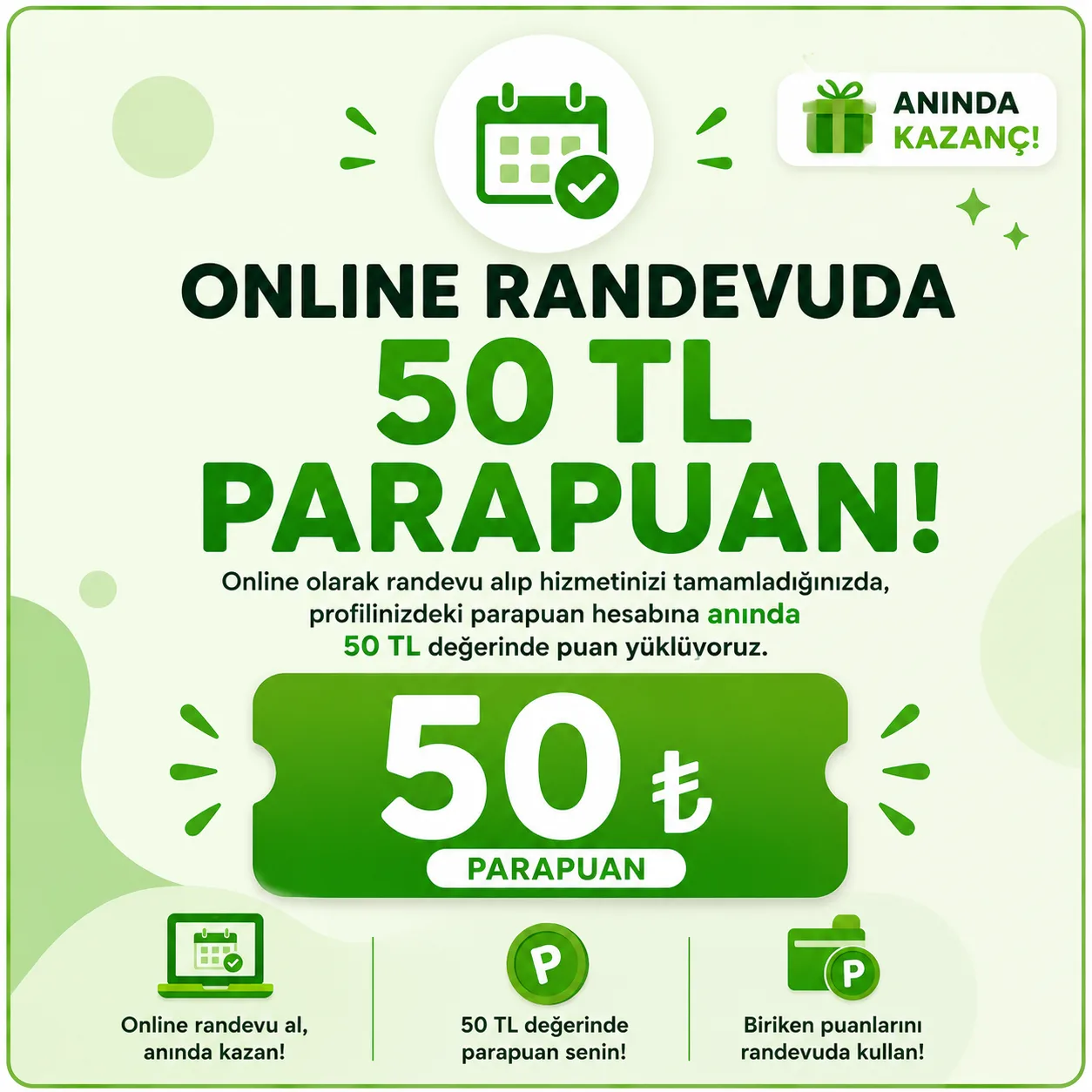 Online Randevuda 50 TL Parapuan